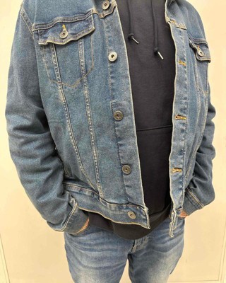 Men's Big & Tall Faux Shearling Lined Denim Trucker Jacket - Goodfellow &  Co™ Blue 5xl : Target