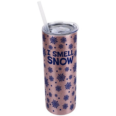 Elanze Designs Blue Snowflake Pattern Bubblegum Pink 20 Ounce Double Wall Stainless Steel Glitter Travel Tumbler With Sliding Lid And Straw, I Smell