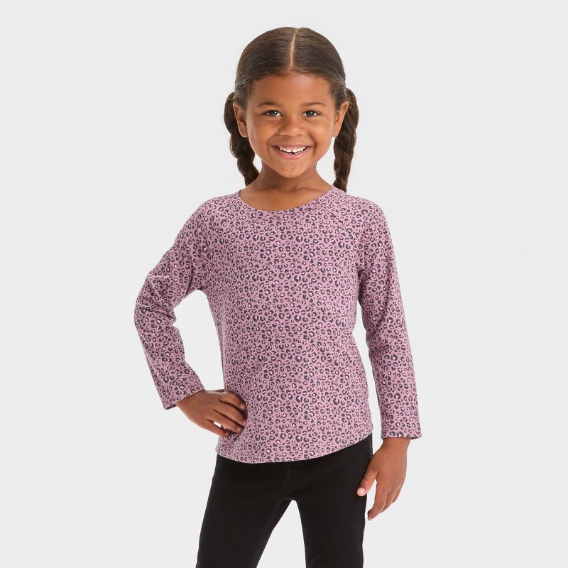 Toddler Girls&#39; Leopard Long Sleeve T-Shirt - Cat &#38; Jack&#8482; Purple, 1 of 4