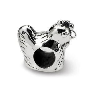 Black Bow Jewelry Sterling Silver Chicken Bead Charm - 1 of 4