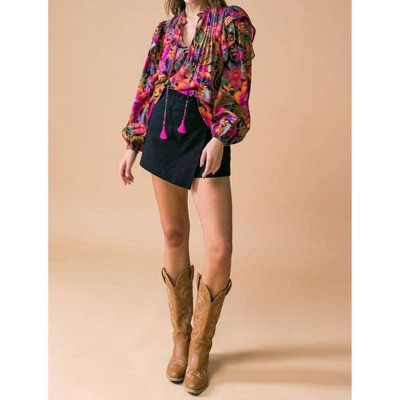 Women's Brynn Tie Floral Print Top - FLYING TOMATO
