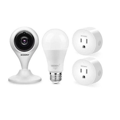 XODO PK3 Smart Home Wi-Fi 1080p HD Security Camera, RGB Bulb, 2 Outlet Kit, Alexa