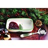 Portmeirion Botanic Garden Cranberry Dish with Slotted Spoon, 2-Piece Set, 8"x 4.25" Sauce Dish with 4.25" Serving Spoon, Rhododendron Flower Motif - 2 of 4