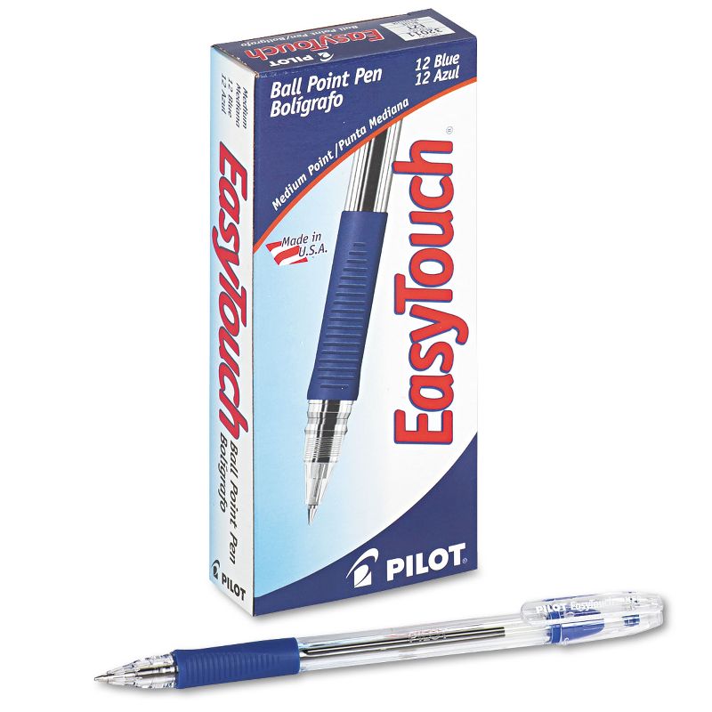 Pilot EasyTouch Ball Point Stick Pen Blue Ink 1mm Dozen 32011, 1 of 3