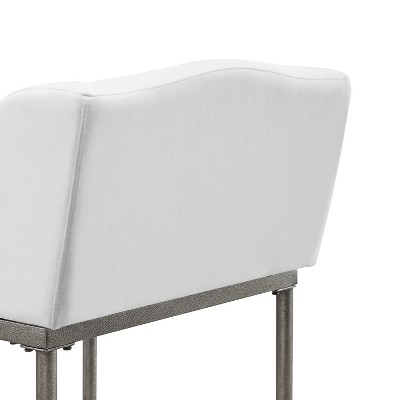 Silver Swivel Metal Counter Stool with White Performance Fabric