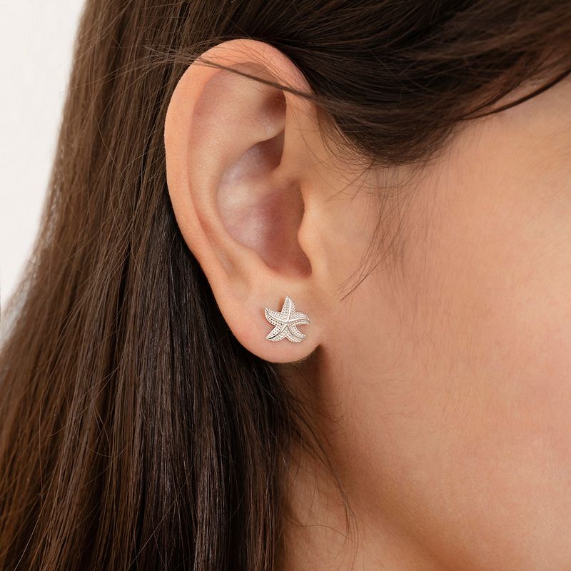 Girls' Florida Starfish Push Back Sterling Silver Earrings - In Season Jewelry, 4 of 7