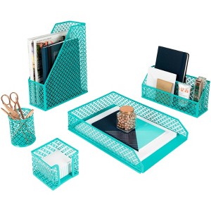 Blu Monaco Desk Organizer Set - 6-Piece Desk Accessories for Mail, Sticky Notes, Pens, Magazines & Documents - 1 of 4