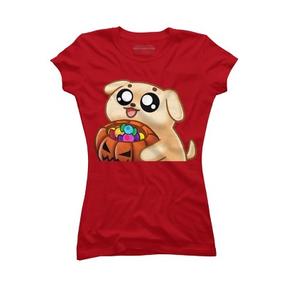 Junior's Design By Humans Halloween Candy Pup By Puppers T-Shirt