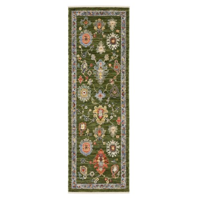 Oriental Weavers Lucca 2863E Green / Multi Indoor Area Rug - 2' x 6'