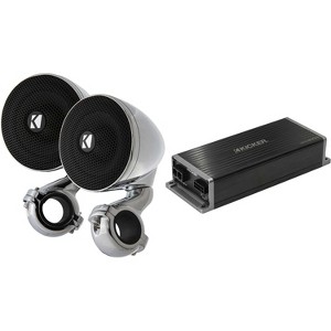 Kicker Marine KPX300.4 Powersports & Motorcycle Amp & 3" Chrome Enclosed Speakers (4 Ohm ) - 1 of 4