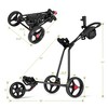 Costway Foldable 3 Wheel Steel Golf Pull Push Cart Trolley Club W/ Umbrella  Holder : Target