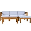 Maliang  Outdoor Backyard Patio Wood 5-Piece Sectional Sofa Seating Group Set with Cushions, Natural Finish+ Cushions - 2 of 4