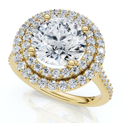 Pompeii3 Certified 2 1/2Ct Double Halo Diamond Engagement Ring 14k Gold or Pt Lab Created