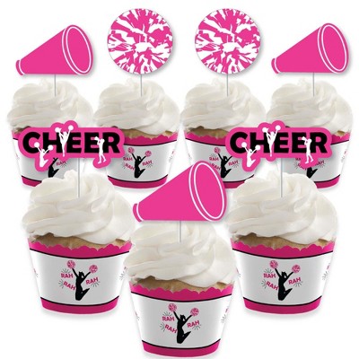 Big Dot of Happiness We've Got Spirit - Cheerleading - Cupcake Decoration - Birthday or Cheer Party Cupcake Wrappers and Treat Picks Kit - Set of 24