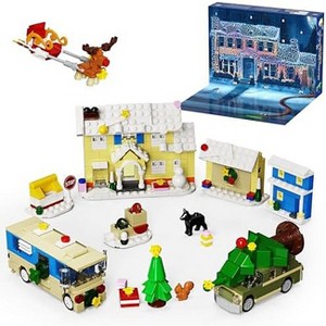 Aoibox Advent Calendar 2025 Set 24 Piece Christmas Holiday Countdown Kit for Kids Ages 6 Up Includes Houses RV Car Sleigh Festive Decor - 1 of 4