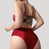 Anna-Kaci Women's Tropical Print Longline Bikini Top with High Waist Bottom and Lattice Side Details - 4 of 4