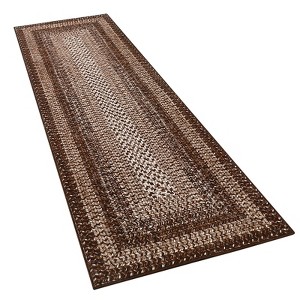 Washable Area Rug, Vintage Accent Rug, Braided Print Carpet, Low Pile Non-Shedding Kitchen Rugs with Non Slip Backing, Foldable Rug - 1 of 4
