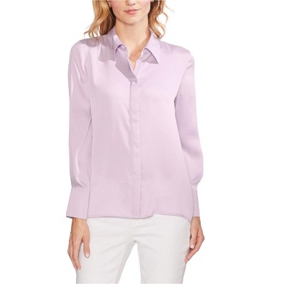Vince Camuto Womens Satin Button Up Shirt