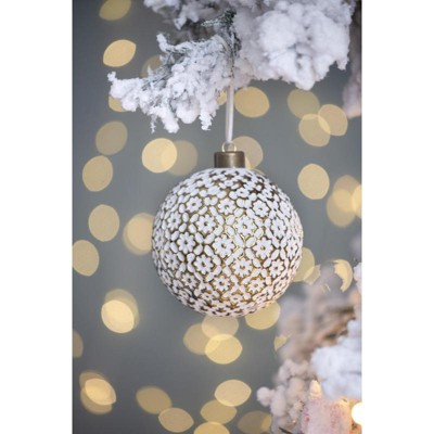 Yukimo 3.9" Christmas Ball Ornaments Set of 6, Glass Decorative Hanging Balls with Glitter Painting, Designer Holiday Tree Decor