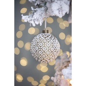 Yukimo 3.9" Christmas Ball Ornaments Set of 6, Glass Decorative Hanging Balls with Glitter Painting, Designer Holiday Tree Decor - 1 of 4