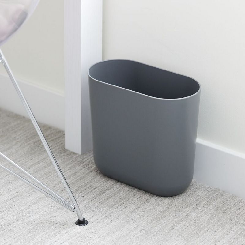 iDESIGN Recycled Plastic Slim Oval Waste Basket The Cade Collection Charcoal, 3 of 5