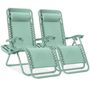 Best Choice Products Set of 2 Zero Gravity Lounge Chair Recliners for Patio, Pool w/ Cup Holder Tray - 1 of 4