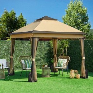 Yaheetech 11×11 FT Adjustable Pop-Up Gazebo Tent with Carry Bag & Sandbags & Guy Lines & Ground Stakes - 1 of 4