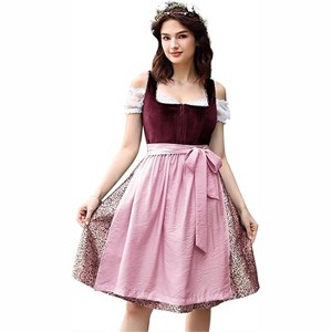 Clearlove Women's Velvet Panel Satin Jacquard Dress & Solid Apron Two-Piece Set Elegant Hostess Holiday Outfit - 1 of 4