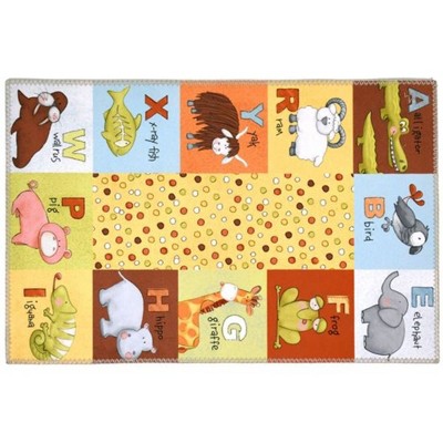 Homefires Alphabet Animals Indoor Rug Only – Bright, Educational Accent Rug for Kids Rooms, Classrooms, or Nurseries – Durable & Washable