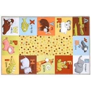 Homefires Alphabet Animals Indoor Rug Only – Bright, Educational Accent Rug for Kids Rooms, Classrooms, or Nurseries – Durable & Washable - 1 of 2