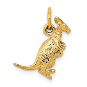 Black Bow Jewelry 14k Yellow Gold 3D Kangaroo with Joey Charm or Pendant - 1 of 4