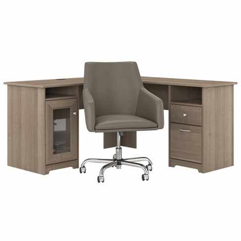 Cabot 60w L Shaped Computer Desk With Mid Back Leather Box Chair Bush Furniture Target