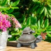 9" Polyresin Indoor/Outdoor "Love" Turtle and Butterfly Decorative Garden Statue Gray - Alpine Corporation - 2 of 4