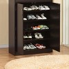 TiramisuBest Shoe Storage Cabinet Home Shoe Organizer Five Shelves Two Drawers Curved Metal Handles in Red,Espresso - 3 of 4