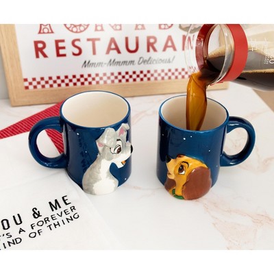 Disney Lady and the Tramp Blue Ceramic Mug Set, 20-Ounce, 2 Pieces