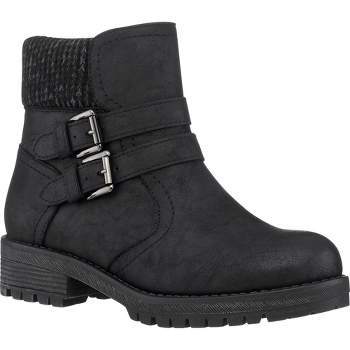 GC Shoes Valli Knit Cuff Buckle Ankle Boots