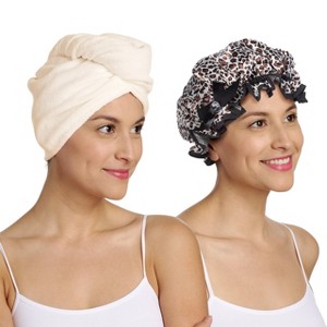 Turbie Twist Deluxe Wet Dry - Microfiber TT and Shower Cap Multicolor - 1 of 4