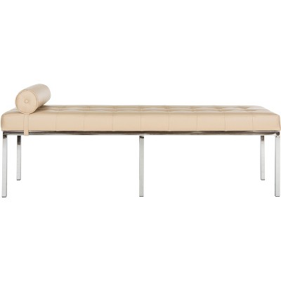 Xavier Tufted Bench W/ Pillow - Beige - Safavieh