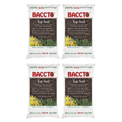 Michigan Peat 1550P Baccto Top Soil for Lawns, Gardens, and Raised Planting Beds with Reed Sedge, Peat, and Sand, 50 Pounds (4 Pack)