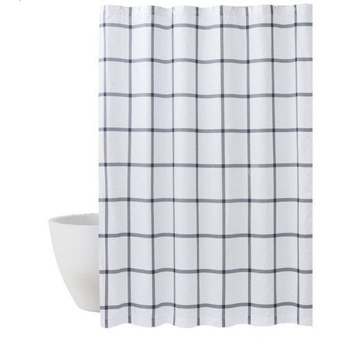 Printed Windowpane Shower Curtain White, What Size Shower Curtain For A 36