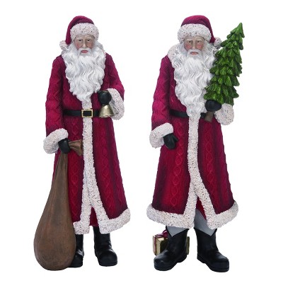 Transpac Resin 18 in. Red Christmas Sweater Santa  Set of 2