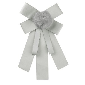 Allegra K Women's Pre-tied Bowknot Pin Solid Color Neckties Elegant Brooch Bow Tie - 1 of 4