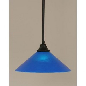 Toltec Lighting Any 1 - Light Pendant in  Matte Black with 16" Blue Italian Shade - 1 of 1