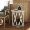 JIONJOY White Round Farmhouse Side Table with X-Detail Base - 4 of 4