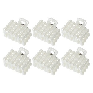 Unique Bargains Women Fashion Pearl Mini Hair Clip Pearl Oval Hairdo Clips 6 Pcs - 1 of 4