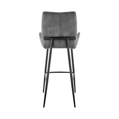 Contemporary Charcoal Fabric & Black Metal Adjustable Swivel Counter Stool