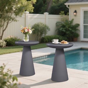 UPHA 16-Inch Round Side Table Set of 2 – Magnesium Oxide Mushroom Shape End Table for Indoor & Outdoor Use - 1 of 4