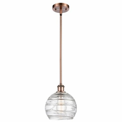 Athens Deco Swirl - 1 Light Stem Hung Mini Pendant In Industrial Style-10 Inches Tall and 8 Inches Wide