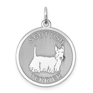 Black Bow Jewelry Sterling Silver Laser Etched Scottish Terrier Dog Pendant, 19mm - 1 of 4