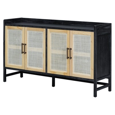 Bella Depot 60" Sideboard with Rattan Doors and Adjustable Shelves